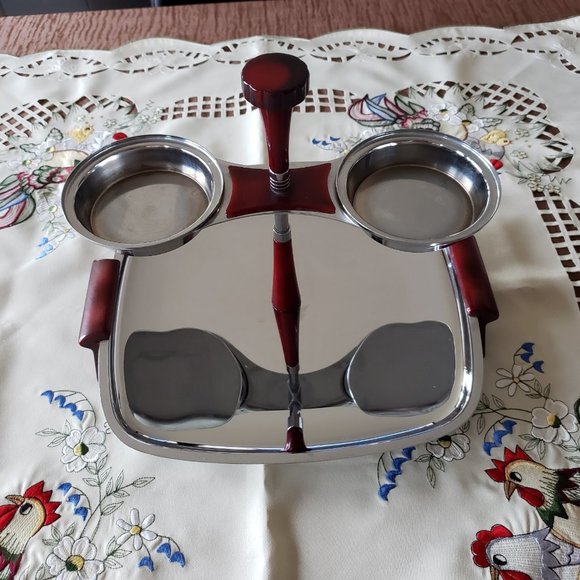 Vintage Glo-Hill Gourmates Canada Serving Dish MCM Chrome - Picture 1 of 4